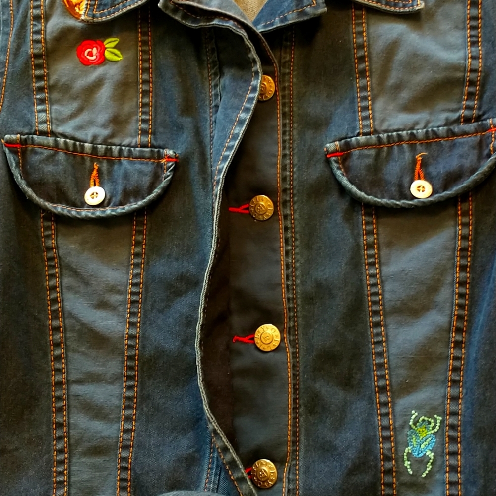 Oilily Unique Embroidered ¾ sleeve Denim Jacket 36 US 6 SMALL - Picture 9 of 12